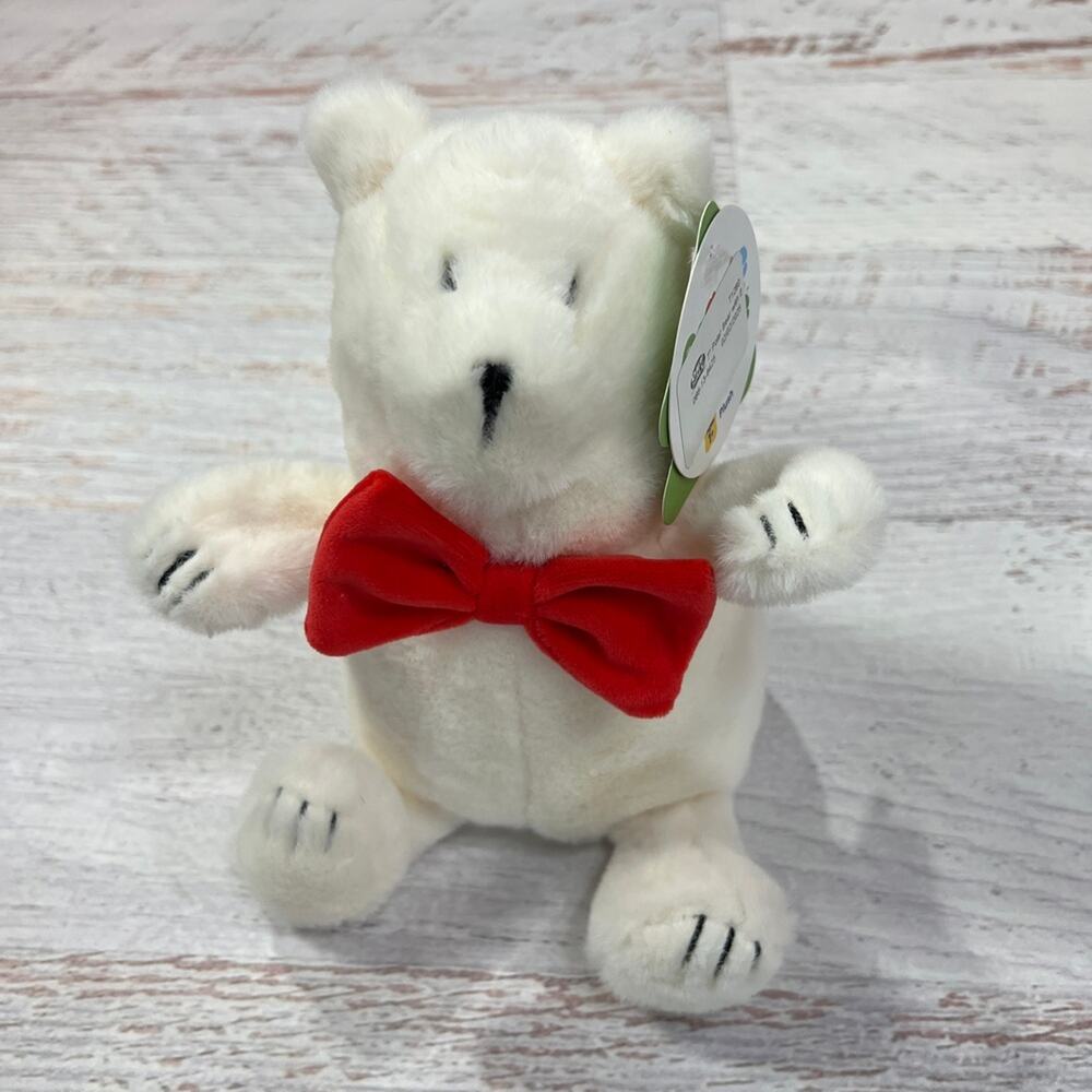 Gigglescape 7" Polar Bear Plush with Bow NEW